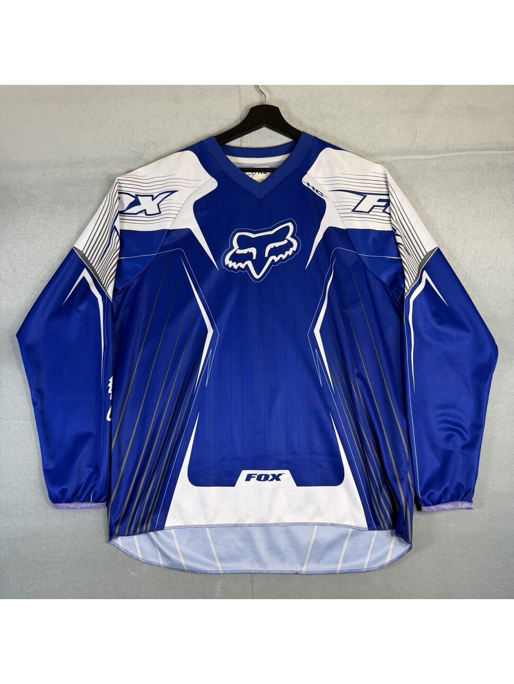 Vintage Fox Racing Motocross Jersey Mens XL Blue Dirt Bike Moto Cross Mesh Y2K